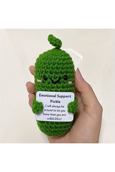 Choice green Cute Handmade Plush Doll Knitted Cucumber Décor with Positive Message Valentine's Day New Year