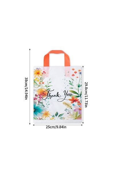 Choice As Photo Style B 10pcs Thank You Gift Bag With Handles Plastic Floral Design Thank You Tote Bags Bir