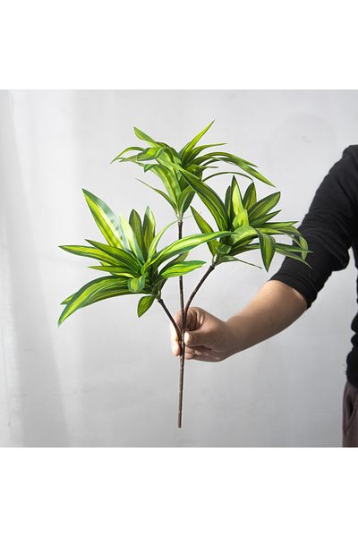 Choice Huangxin Baihezhu 36cm 3 Heads Artificial Palm Tree Plastic Bamboo Branch Tropical Potted Plants Fak