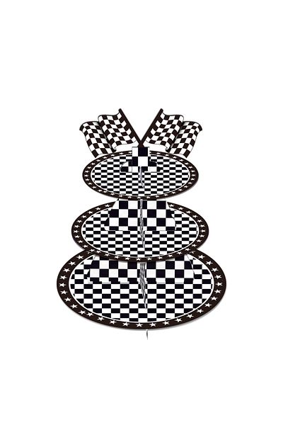 Choice Dt086 3 Tier Cartoon Racing Car Game Party Cake Display Stand Chessboard Grid Cupcake Rack Holder Bi