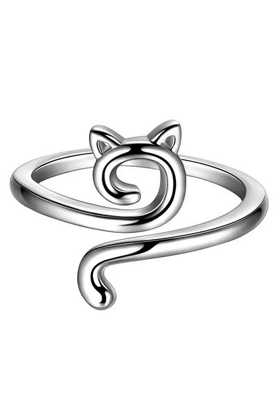 Choice Silver Adjustable Crochet Tension Cute Cat Ring, Beginner Knitting Crochet Hook Ring, Yarn Guide Fin