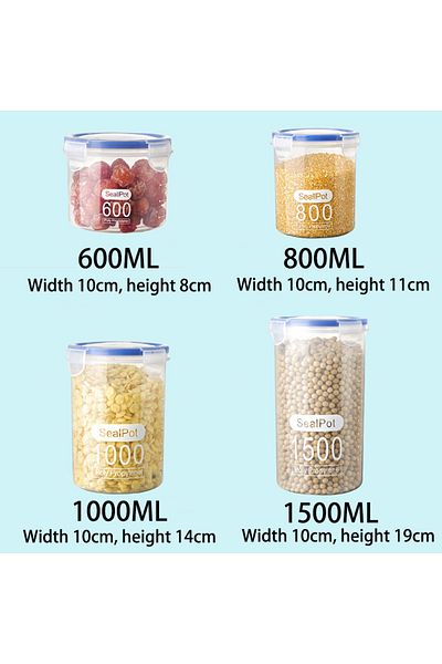 Choice 4 Pieces 1000ml Transparent 4pcs Sealed Storage Box Transparent Kitchen Food Grain Organizer Storage