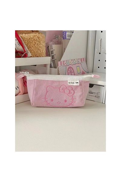 Choice Hello Kitty Kawaii Hello Kitty Cute Cartoon 2 Layered Large capacity Children's Pencil Bag Student S