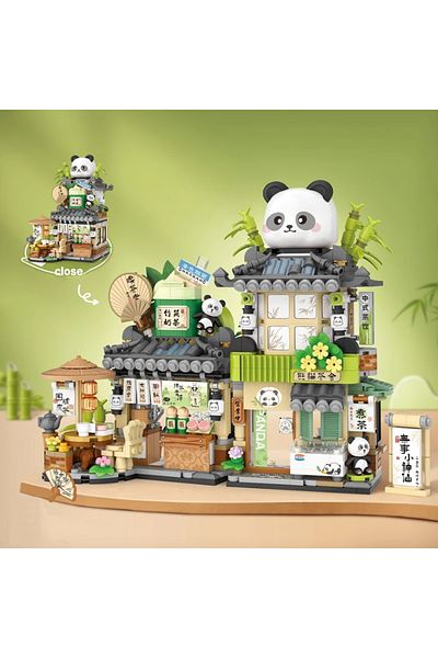 Choice 1383 Street View Series Building Blocks Izakaya Shaved Ice Shop Takoyaki Shop Coffee Shop Panda Tea