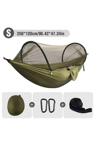 WEST TUNE Army Green S Westtune 3 In 1 Camping Hammock With Mosquito Mesh Automatic Quick Opening Nylon Hammoc