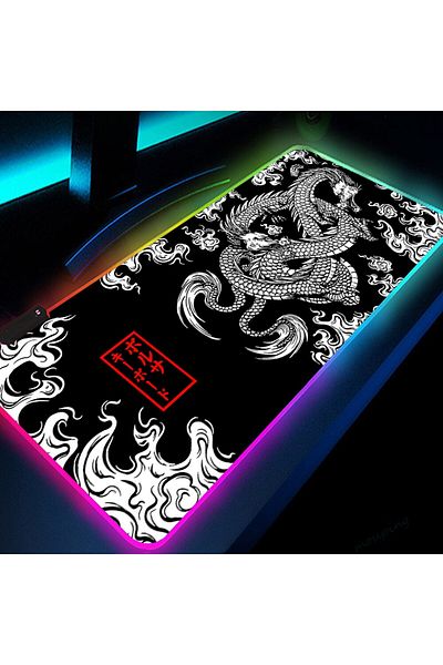 Mairuige لوحة ماوس ألعاب Dragon RGB مقاس 250 × 350 × 3 مم، مقاس Xxl RGB، لوحة ماوس مكتب Dragon عالية الدقة باللون الأسود، ملحقات ألعاب LED كبيرة