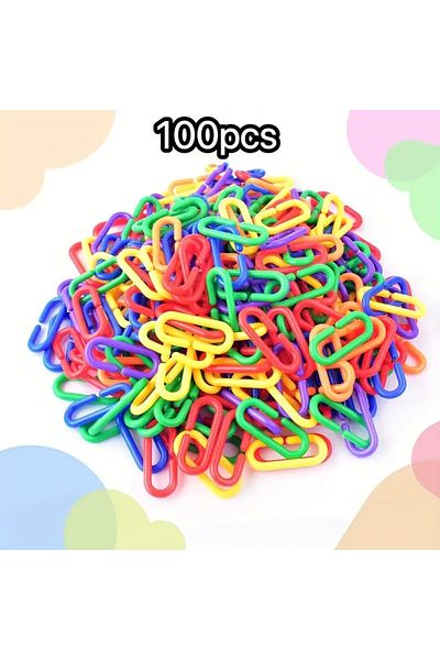 Choice 100 قطعة من خطافات على شكل حرف C وجسر قوس قزح وسلسلة بلاستيكية وكيس عسل وسنجاب طائر بألوان عشوائية