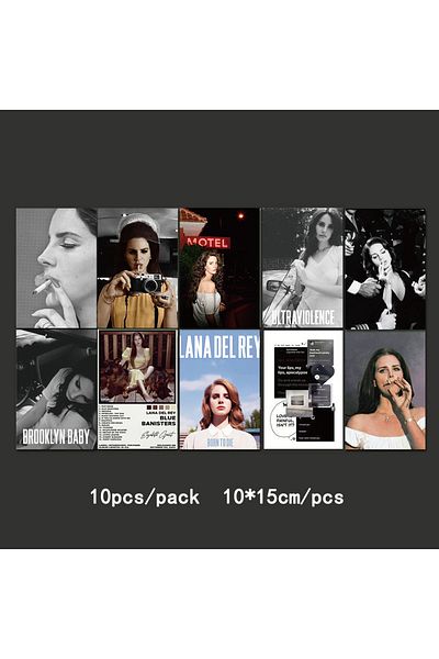 Choice 10pcs 10pcs Singer Lana Del Rey Poster Stickers Art Prints For Home Room Bar Cafe Decor Born To Die