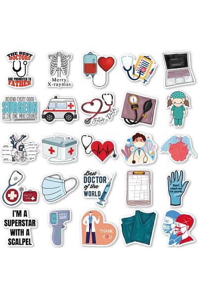 Choice 50pcs-random 50pcs Doctor Stethoscope Stickers Waterproof Vinyl Decal Sticker For Scrapbooking Guita