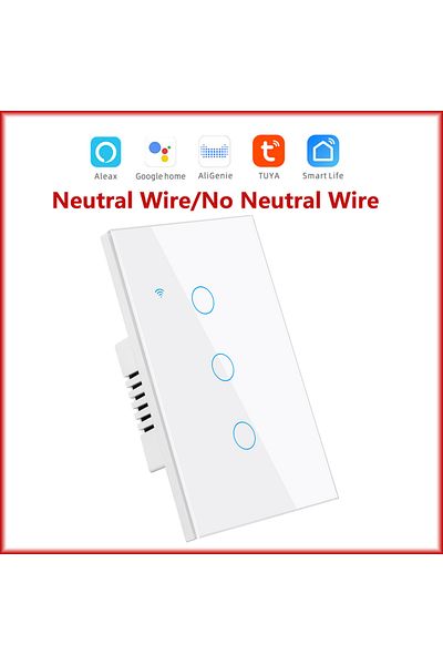Chevolink 121jl-white-03 Tuya Smart Switches Us Neutral Wire/no Neutral Wire Required 1/2/3/4 Gang Light Wifi