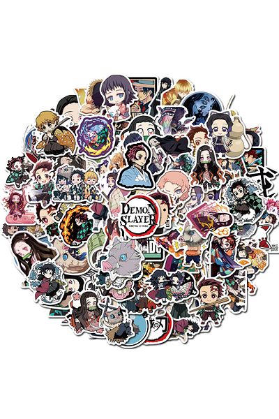 Choice 100pcs Demon Slayer Anime Stickers Waterproof Phone Case Cute Sticker Pack Laptop Skin Kawaii Pac...
