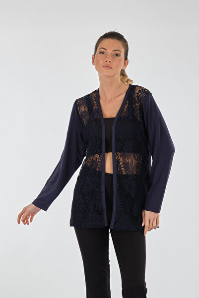 Desen Жіночий піджак з довгими рукавами та мереживними деталями, синій 22122768