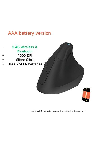 Choice Black Aaa Battery Kysona Vertical Mouse Wireless Bluetooth Ergonomic Rgb Rechargeable 4000dpi 6 Mute