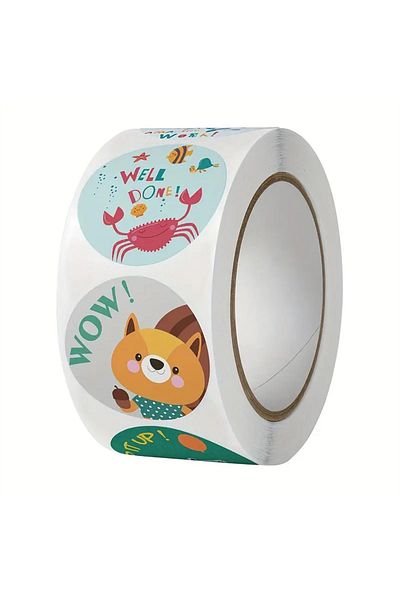 Choice 500pcs/roll Motivational Reward Stickers - Fun Teacher-Focused Animal Designs, Hand-Painted & Ado...