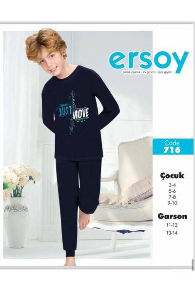 Ersoy Çocuk Giyim Dugi rukav Pamuk komadni pidžama set za dečake