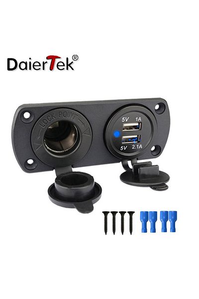 Choice DaierTek 12V المزدوج USB مقبس ولاعة السجائر سيارة موزع 12V شاحن محول الطاقة منفذ الملحقات...