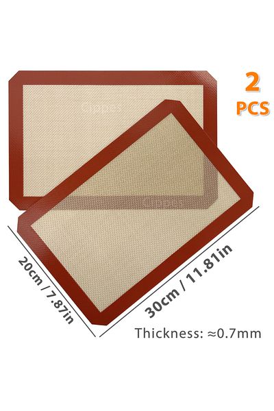 Choice 2pcs Red30x20 1pc, 2pcs Silicone Baking Mats For Oven, 2 Sizes 30/42cm, Non Stick & Heat Resistant B