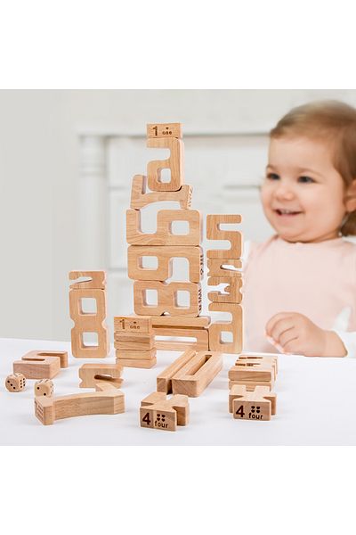 Choice Number Building Blocks Wooden Math Digital Toys Baby Balance Block Toy Montessori Educational Nat...