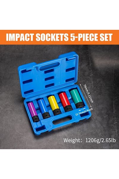 NIUXIANG 5pcs Drive Wheel Protector Impact Socket Impact Sleeve Set Durable Plastic Sleeves 15mm, 17mm, 19mm,