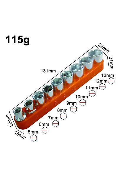 Choice 9pc Sleeve Head 9pc 5-13mm Hexagonal Sleeve Head Xiaofei 6.35mm Square Head Conversion Head Electric