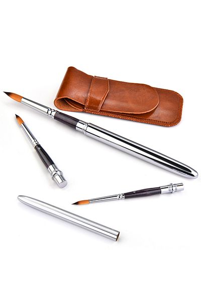 Choice Light Grey 3 Pcs Travel Watercolor Brushes Pocket Paint Brushes