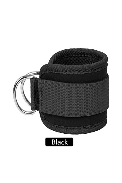 Choice أحزمة الكاحل الرياضية السوداء القابلة للتعديل مع حلقات دعم على شكل حرف D لتمارين تقوية الساق في صالة الألعاب الرياضية مع بكرة