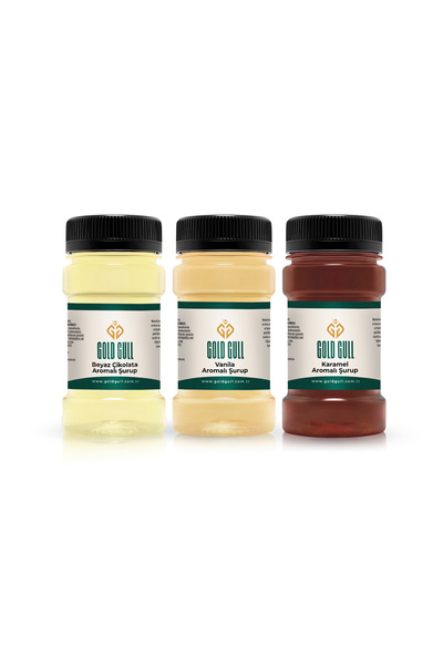 gold gull Beyaz Çikolata, Vanilya & Karamel Aromalı Kahve & Meyve Şurupları 3...