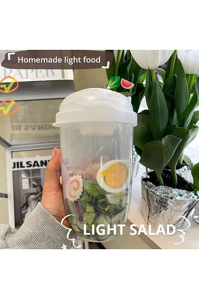 Choice 1pc White 1pc White/green Portable Bottle Salad Container Bottle-shaped Bento Salad Bowl For Lunch S
