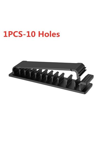Choice منظم كابلات أسود بـ 10 فتحات، حامل سلك لإدارة الكابلات، منظم كابلات USB مرن من السيليكون C
