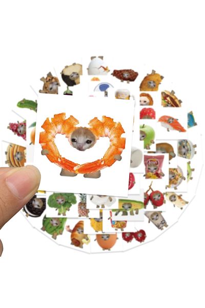 Choice 69pcs Funny Meme Cat And Food Cute Graffiti Stickers For Toy Luggage Laptop Ipad Skateboard Phone...