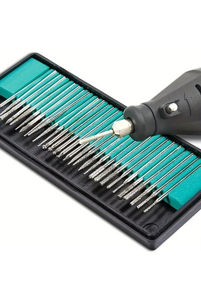 Choice 30pcs/set Diamond Burr Bits, Drill Bit Set For Rotary Tools Metal Woodworking Router Sanding Carv...