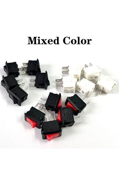 Choice Mixed 15pcs Mini Rocker Switch Spst Black And Red Snap In Switches Button Ac 250v 3a / 125v 6a 2 Pin