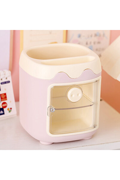 Choice صندوق تخزين مكتبي وردي قطعة واحدة، حامل أقلام رصاص كبير السعة، حامل أق...