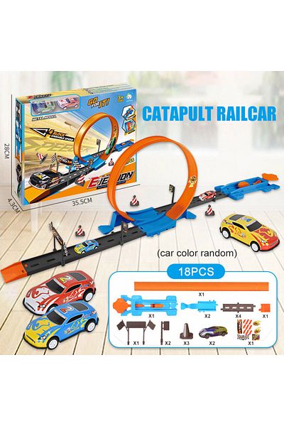 Choice 18PCS A Railway Racing Track Play Set Mini Speed Racing Car Kits Educational Diy Race Careducational