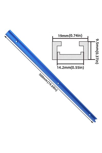 Wnew 500mm Blue Track Universal T Track For Woodworking, Double-cut Profile T Track And T Bolt Knob, Mite