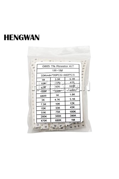 Choice 660PCS 0201 0402 0603 0805 1206 1% SMD Resistor Assorted Kit 33Values Each 20pcs 1R-1M 10K 100K 1...
