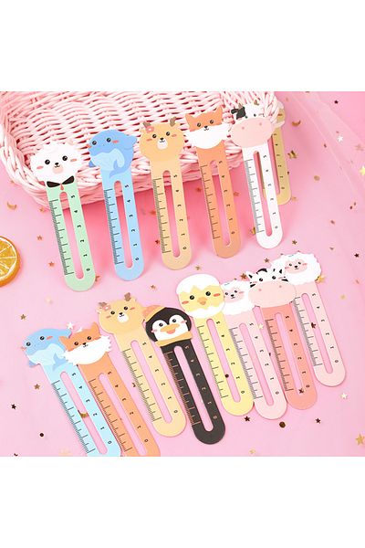 Choice 50pcs Random 50pcs/bag Cartoon Animals Bookmark Kawaii Paper Ruler For Kids Birthday Favors Statione