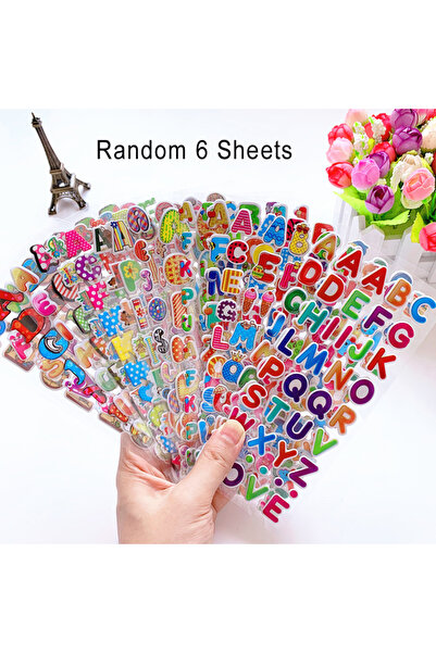 Choice 6 Letter Stickers 6 Sheets Kids Stickers 3D Puffy Bulk Cartoon English...