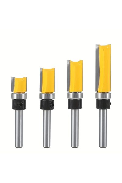 Choice 4pcs 4pcs,1/4-inch Shank Bearing Guided Pattern Router Bit - Woodworking Edge Trimming Tool With Dou