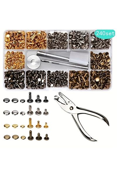 Choice 240set Metal Double Cap Rivets Studs Round Rivet For Diy Leather Craft Bag Belt Clothing Garment Sho