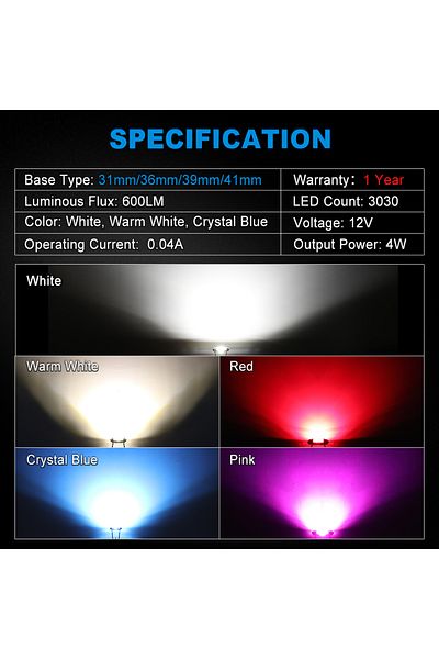 Choice NAO C5W LED CANBUS خالية من الأخطاء Festoon 31 مم 36 مم 39 مم 41 مم 12 فولت 3030 SMD C10W لإضاءة السيارة الداخلية...