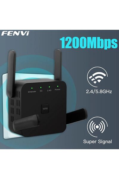 Choice European Standard Fenvi 5ghz Ac1200 Wifi Repeater 1200mbps Router Black Wifi Extender Amplifier 2.4g