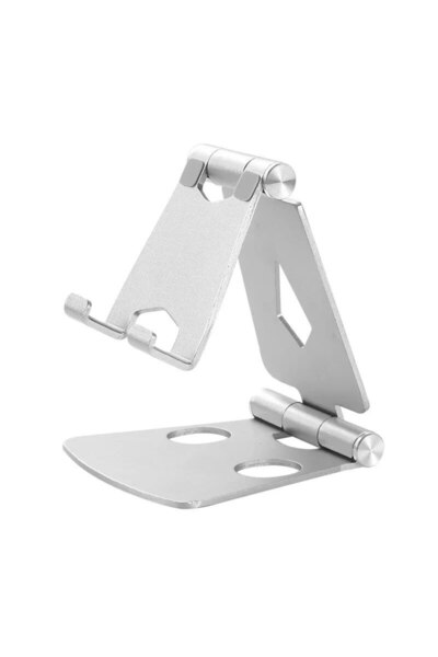 Choice Silver Aluminum Phablet Phone Universal Desktop Stand Double Folding P...