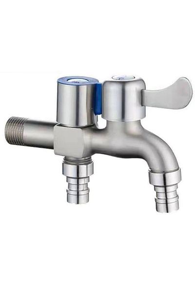 Choice Stainless Steel Faucet Double Outlet Dual Control Water Tap One in Two Out Faucet 1/2" Bidet Fauc...