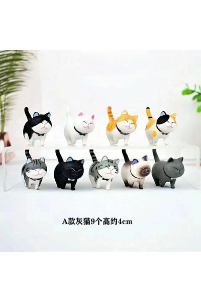 Choice Kit01 9pcs 9pcs Cute Cat Ornaments Kawaii Bell Cat Animal Fairy Garden Cat Figurines Sculpture Offic