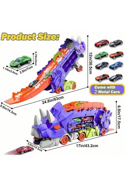 Choice Purple New Product Folding Dinosaur Transporter Car Toys Competitive Game Roll To Eat & Store Die-ca