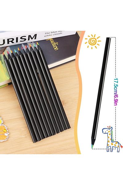 Choice 10 Pcs Vibrant Black Wooden Colored Pencils - 10 Piece Hb Lead Thick Core For Rich Detail Durability