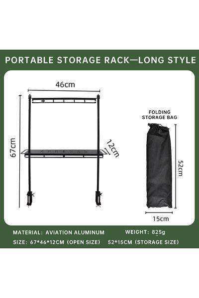 Choice High Style Outdoor Aluminum Storage Rack Desktop Double Layer Storage Rack Portable Rack Camping Gri