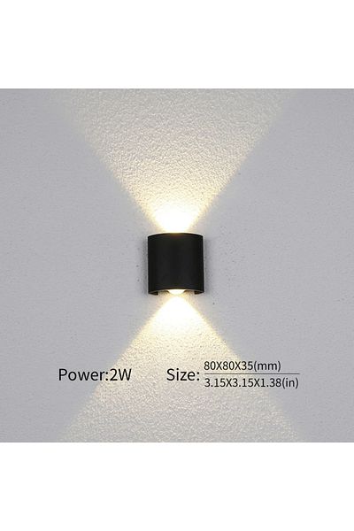 Choice Natural light 2W Black 2W LED Wall Lamp Outdoor Waterproof Garden Lighting Indoor Bedroom Living Roo