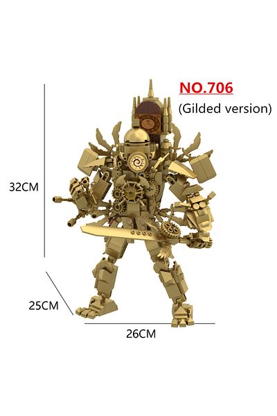 Choice No.706 New Skibidi Toilet Building Blocks Set Gold Clock Man With Sword Guitor Speaker Man Titan Com